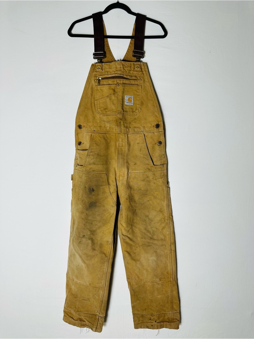 Carhartt Distressed Duck Canvas Bib Overalls 30x32 02776-211 Thrashed Streetwear